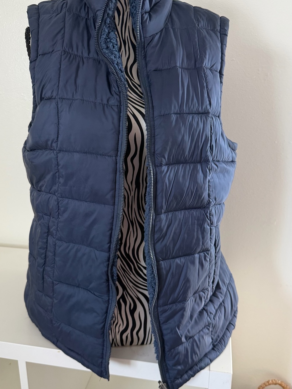 32 Degrees Navy Blue Quilted Teddy-Lined Vest